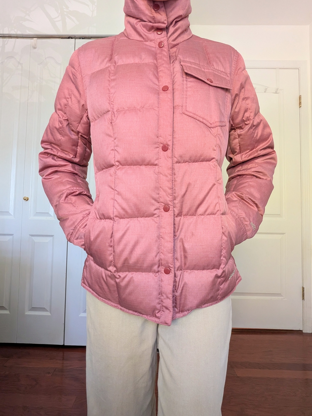 Eddie Bauer Quilted Down Puffer Jacket in Dusty Rose - Picture 2 of 7